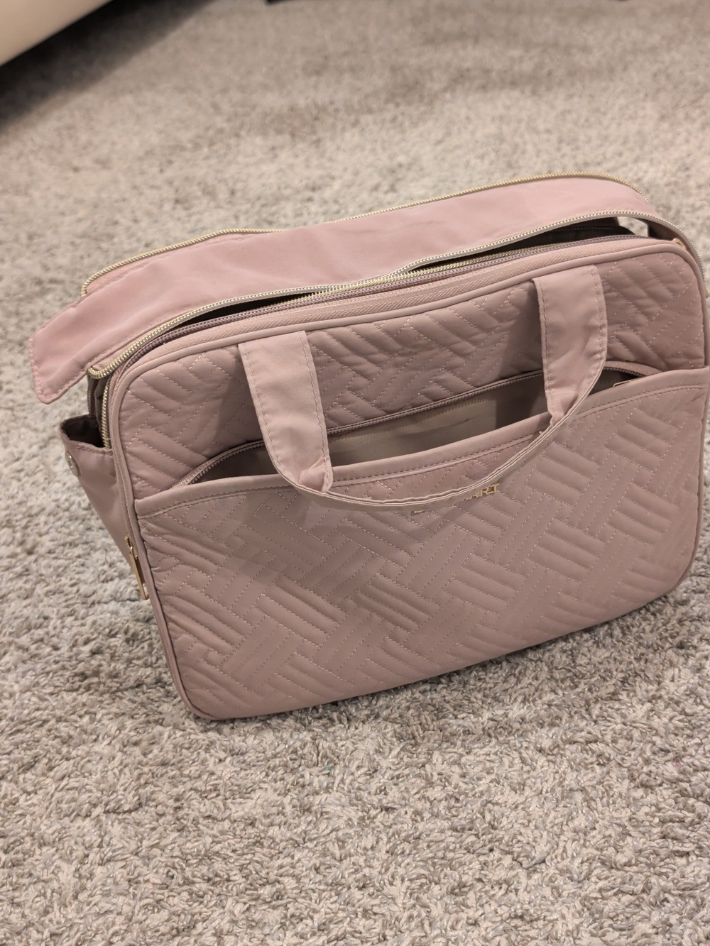 Quilted Mauve Travel Toiletry Bag